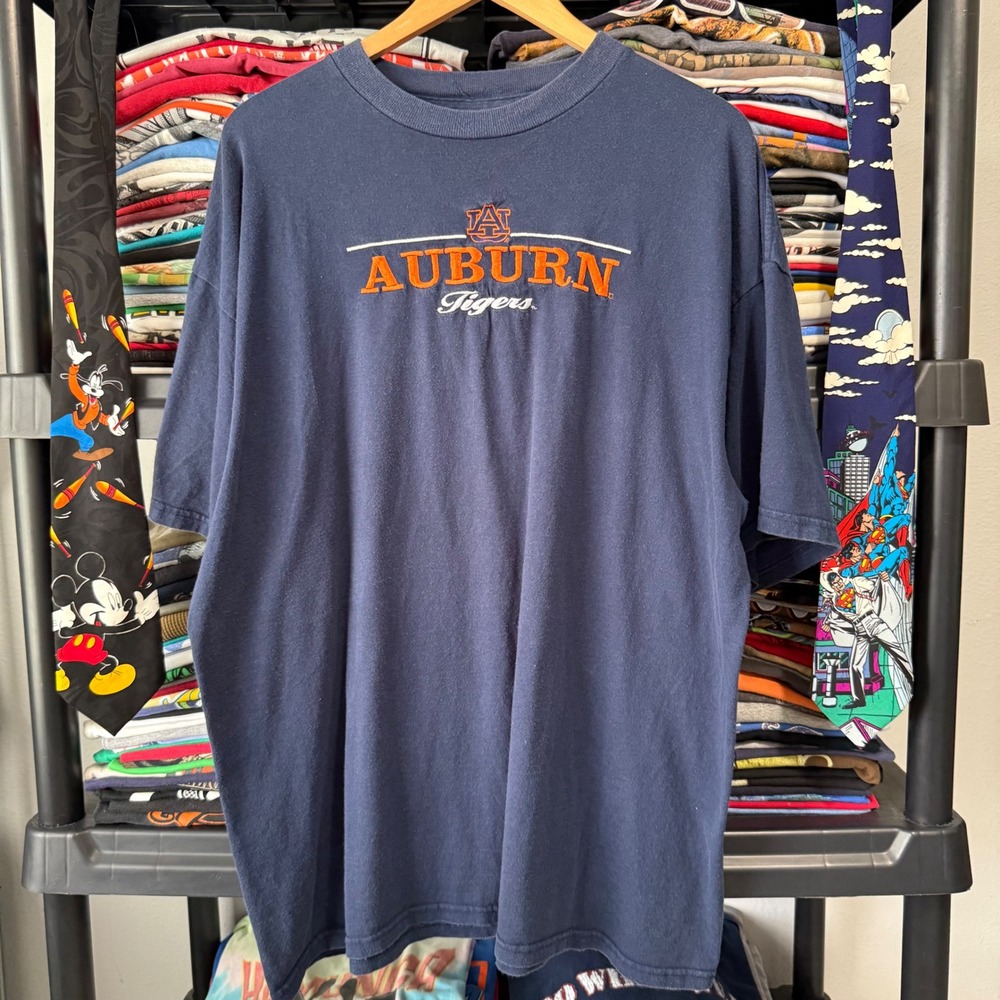 Vintage Navy Blue Auburn Tigers Graphic T-Shirt 2XL